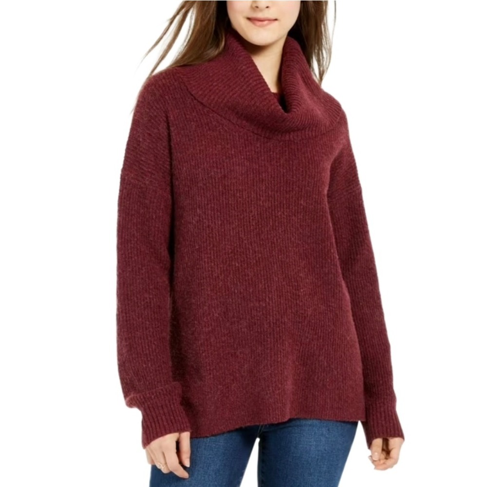 Hippie Rose Women's Small Burgundy Red Cowl Neck‎ Knit Sweater Size S